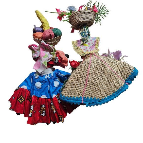 2 Handmade Dolls Jamaican Rag & Tropical Calypso Queen Doll Islands Folk Art - Picture 2 of 9